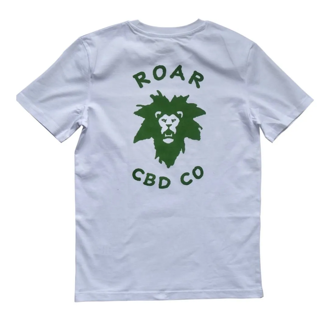 WHITE ROAR CBD CO BACK LOGO TEE